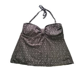 Catalina Black Tankini Top Small 4-6 Halter Swim Top Patterned